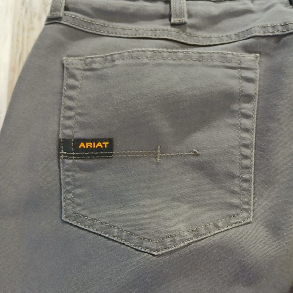 Ariat Rebar M4 Low Rise Boot Cut Work Pants Mens 32x32 Grey Canvas Tough Durable